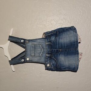 BENETTON BABY Overall Dress W Floral Peek A Boo Pockets  6-9M